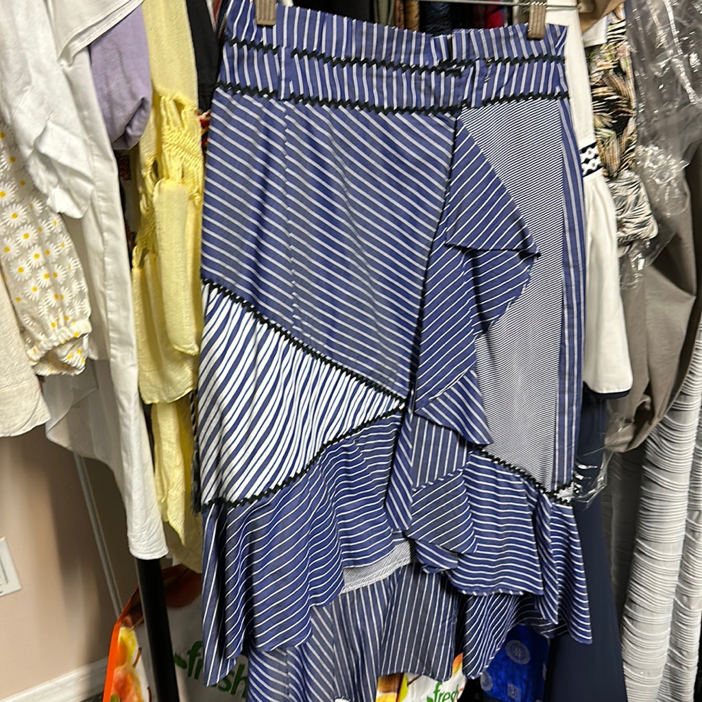 Parker Blue Stripe Skirt High Low Size Small